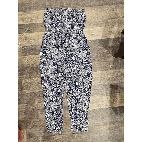 Lilly Pulitzer Target strapless jumpsuit Upstream navy fish womens xxl 2x plus - Picture 2 of 9